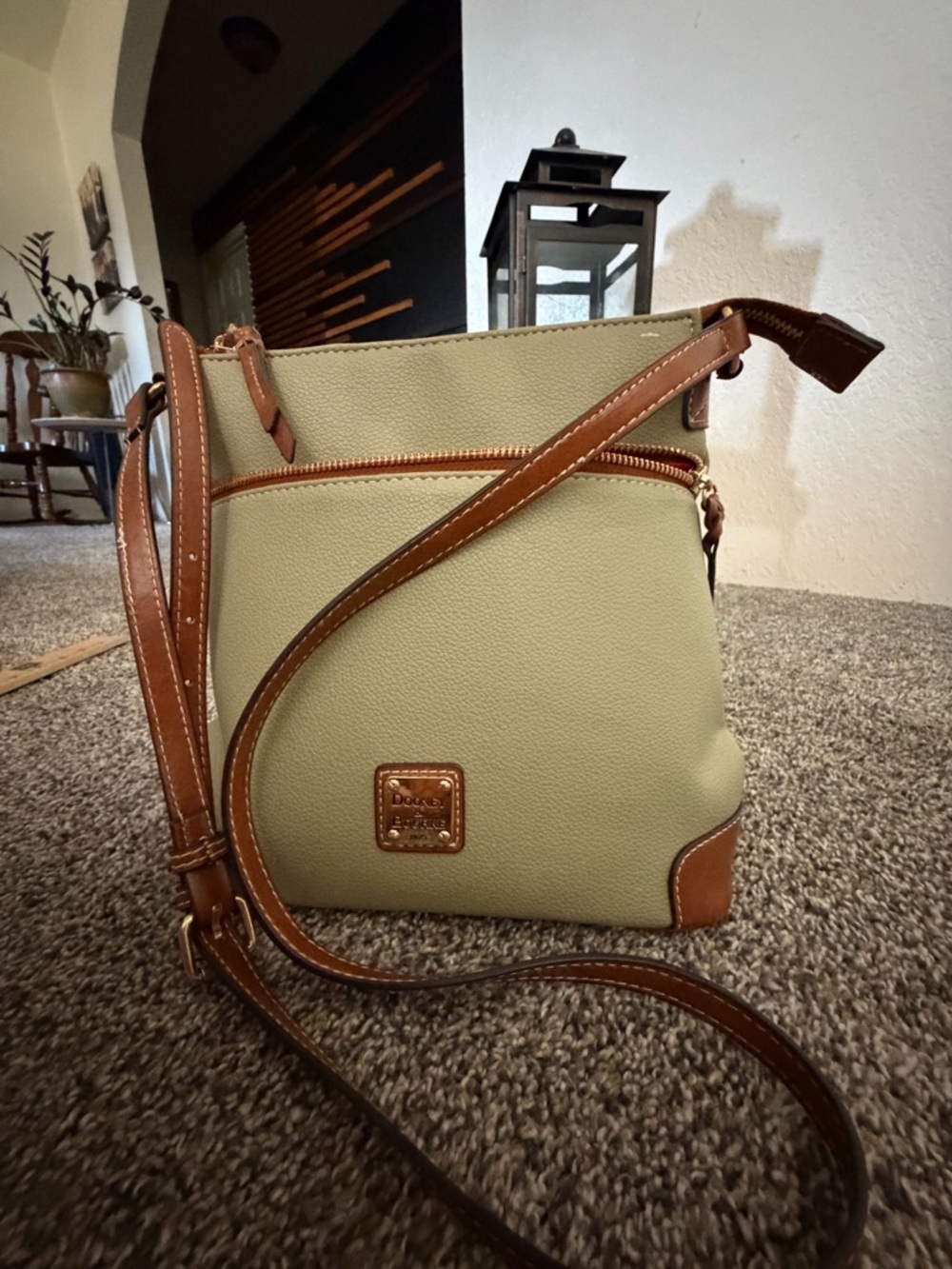 Dooney & Bourke Olive Crossbody with Brown Leather Trim